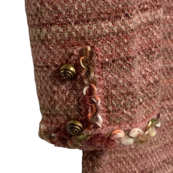 Vintage 80’s Castleberry Stretch Tweed Jacket & Skirt Suit In Pink | Size 10 - Picture 9 of 16